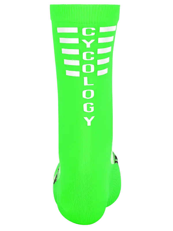 Cycology Reflective Logo Cycling Socks Green - Image 2