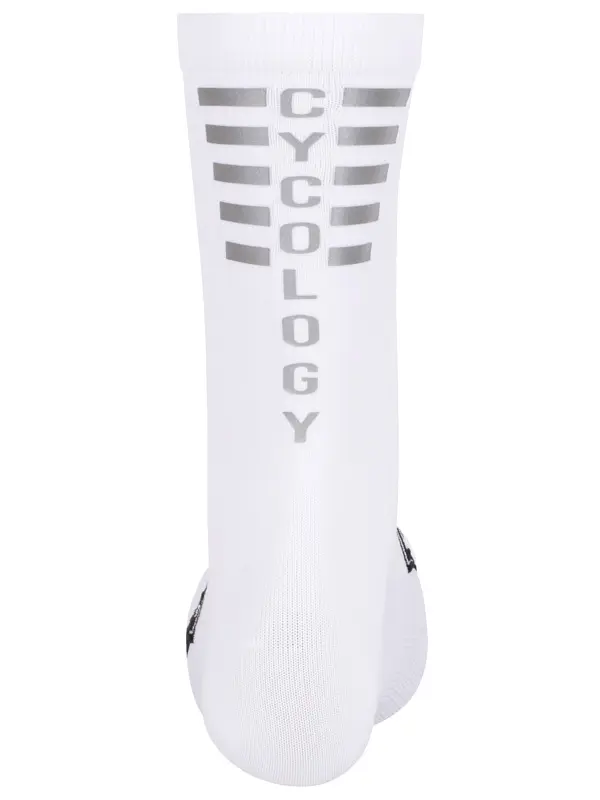 Cycology Reflective Logo Cycling Socks White - Image 2