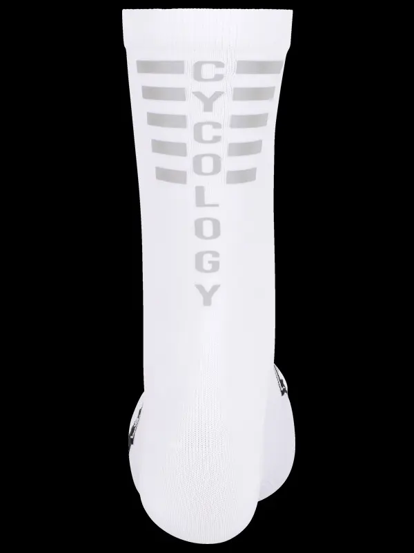 Cycology Reflective Logo Cycling Socks White - Image 3