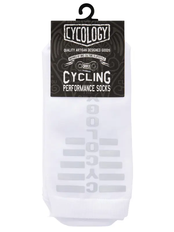 Cycology Reflective Logo Cycling Socks White - Image 4