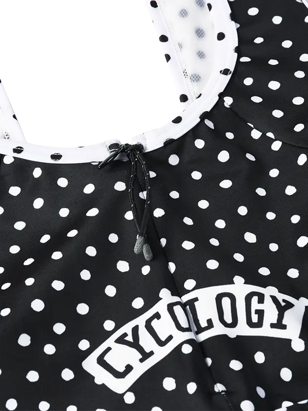 Women's Polka Dot Quick Pee Bib Shorts - Image 3